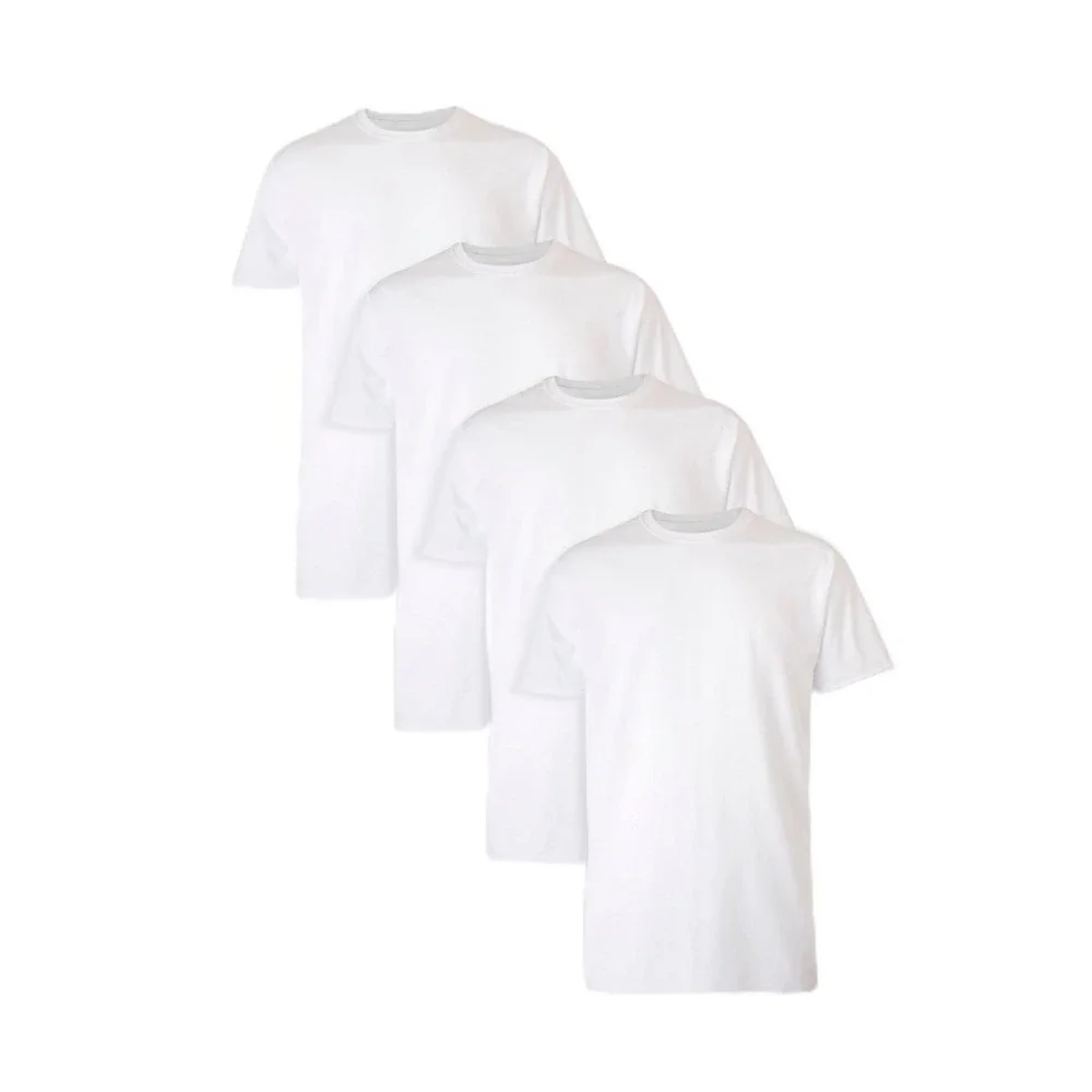 NEW Hanes Ultimate Tall Man White Crew Neck T-Shirts 4 Pack Soft Cotton Tagless